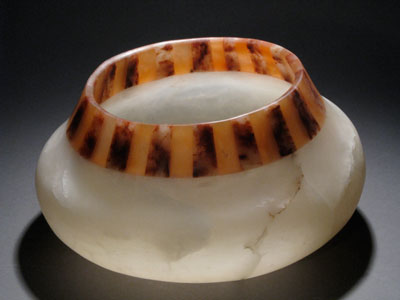 Temple Bowl - Alabaster Bowl with Orange and Red Alabaster Rim