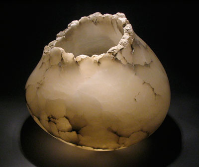 Divine Illumination Large White Alabaster Bowl