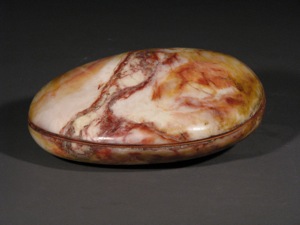 Desert Stripe Alabaster River Rock Container Sculpture